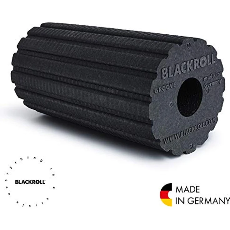 BLACKROLL® GROOVE Faszienrolle (30 cm x 15 cm), Fitness-Rolle mit strukturierter Oberfläche für verstärkten Massageeffekt, Made in Germany, Schwarz – Bild 5