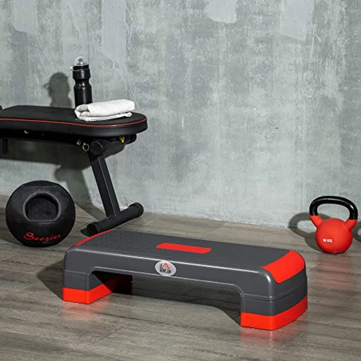 HOMCOM Aerobic-Stepper Steppbrett höhenverstellbar Fitness Heimtrainer mit 3 Stufen (10/15/20 cm) Indoor Outdoor Belastbarkeit bis 150 kg 78 x 28 x 10-20 cm – Bild 2