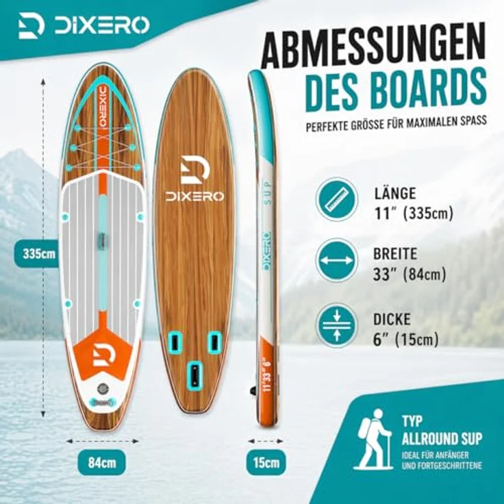 COIL Aufblasbares SUP-Board, Stand Up Komplettset mit Paddel, Pumpe und wasserdichter Handytasche, 335 cm, bis 170 kg, Braun – Bild 9