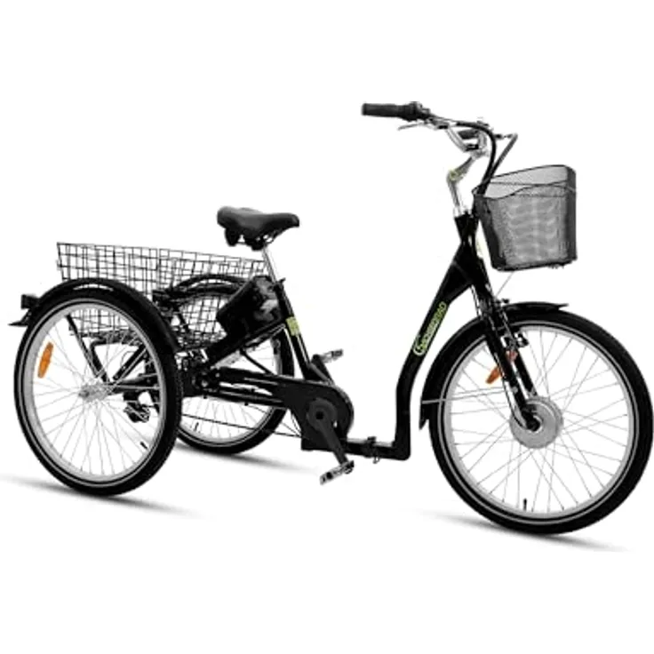 SachsenRAD Elektro-Dreirad T3A Trio II, E-Lastenrad Klapprad für Senioren mit Alarmanlage, LCD-Display, StVZO-zugelassene LED-Leuchten und Kenda 2.125 Zoll Reifen