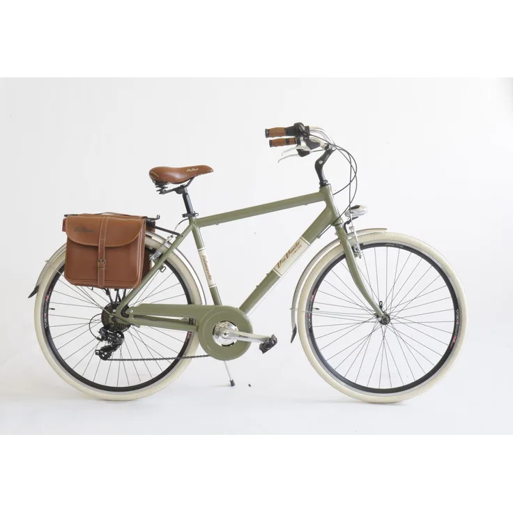 Via Veneto Cityfahrrad 28 Zoll 605 Aluminium Man Grün, Retro Design mit Vollausstattung und hochwertiger Tasche
