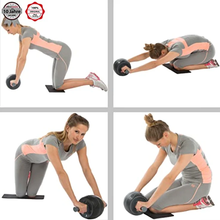 Ultrasport Premium Bauchtrainer AB, Bauchmuskeltrainer für Zuhause, zum Trainieren von Bauchmuskeln, Rücken & Schultern, Oberkörper-Roller mit gummierten Handgriffen, praktisches Sportgerät, schwarz – Bild 5