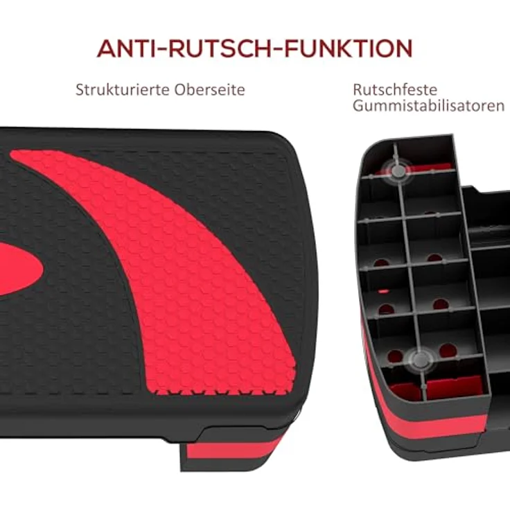 HOMCOM Aerobic-Stepper, höhenverstellbar mit 3 Stufen, Fitness Heimtrainer für Indoor und Outdoor, Schwarz+Rot – Bild 5