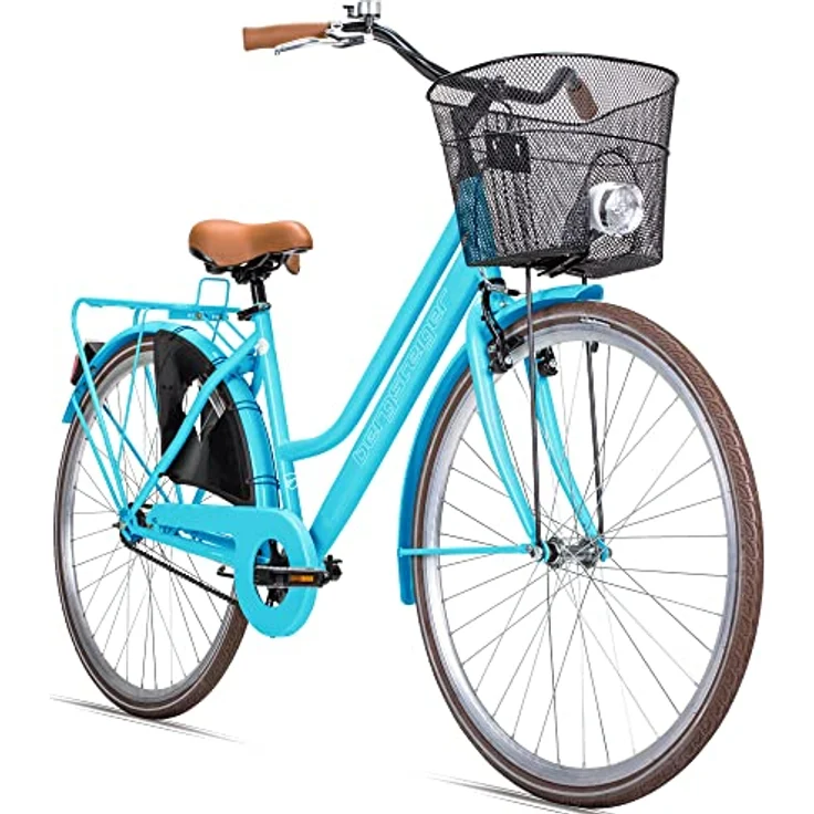 Bergsteiger Amsterdam Damenfahrrad 28 Zoll, Retro-Design, ab 150 cm, mit Korb und Fahrrad-Licht, Rücktrittbremse (schwarz) – Bild 1