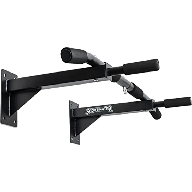 SPORTINATOR Klimmzugstange inkl. Zubehör schwarz zur Wandmontage, Pull Up Bar fürs Homegym, für diverse Kraftsport Übungen geeignet, hochwertiger Edelstahl, Unisex, belastbar bis zu 150 Kg