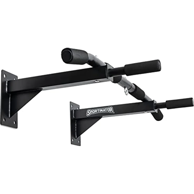 SPORTINATOR Klimmzugstange inkl. Zubehör schwarz zur Wandmontage, Pull Up Bar fürs Homegym, für diverse Kraftsport Übungen geeignet, hochwertiger Edelstahl, Unisex, belastbar bis zu 150 Kg – Bild 1