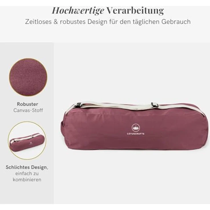 Lotuscrafts® Yogatasche PUNE, Bio-Baumwolle, Fair & Ökologisch, für Yogamatte bis 65 cm, mit Extra Fach, 72 x 18 x 15 cm – Bild 4