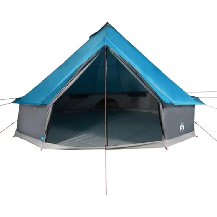 vidaXL Tipi Familienzelt 6 Personen, Campingzelt mit E-Anschluss, wasserdicht und atmungsaktiv, Blau 185T Polyester – Bild 5