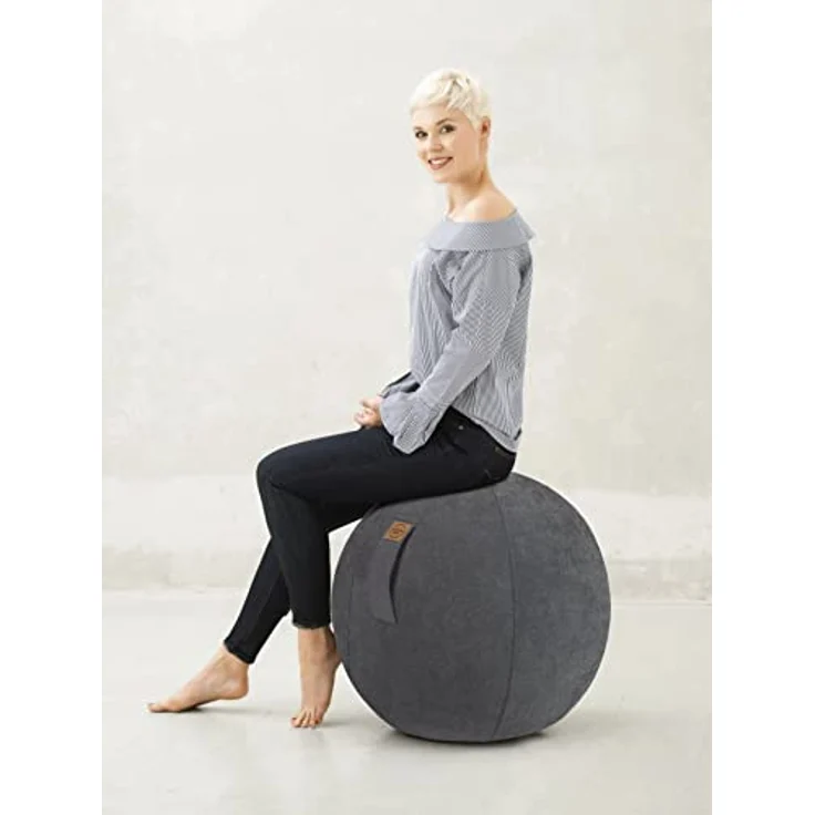 Sitting Point Sitting Ball Sitzball/Gymnastikball ALFA mit Velours-Bezug in anthrazit, inkl. Pumpenadapter, waschbar bei 30°, Made in Germany – Bild 2