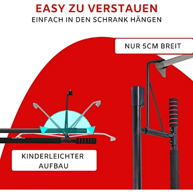 riijk 3 in 1 Premium Klimmzugstange Tür & Dip Barren & Liegestützgriffe +20 cm Höhe für volle Klimmzüge, Kraftstation & Pull Up Bar, Reckstange, Klimmzugstange Türrahmen ohne Schrauben – Bild 4