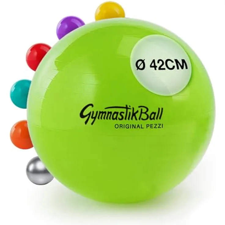 PEZZI - Original Pezziball Standard 42cm Ø, Gymnastikball belastbar bis 400 kg, apfelgrün - ideal für Therapie, Sport & Büro