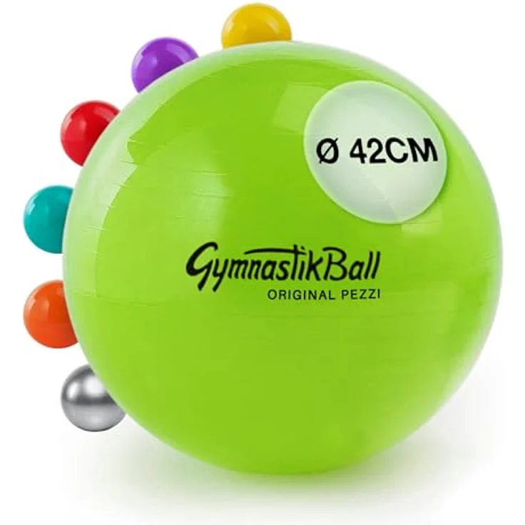 PEZZI - Original Pezziball Standard 42cm Ø, Gymnastikball belastbar bis 400 kg, apfelgrün - ideal für Therapie, Sport & Büro – Bild 1