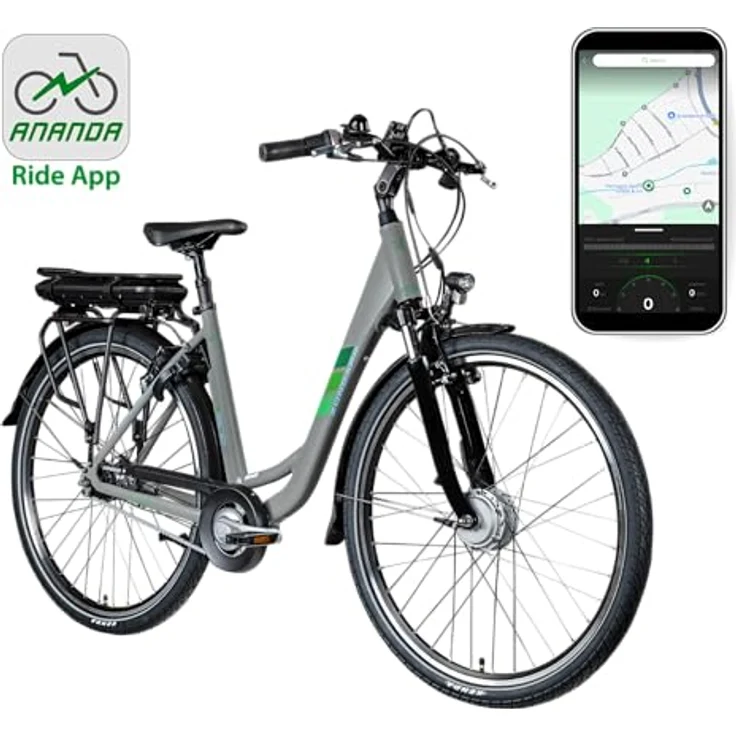 Zündapp E-Bike Z502 City, 28 Zoll, 7-Gang, 522 Wh, grau grün, Aluminium Tiefeinsteiger – Bild 9