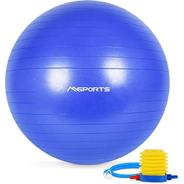 MSPORTS Gymnastikball inkl. Pumpe 55 cm - 105 cm Sitzball - Fitnessball inkl. Übungsposter + Workout App GRATIS Medizinball