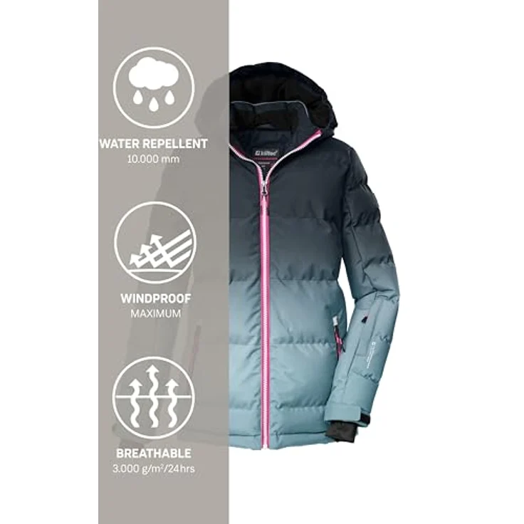 Killtec KSW 330 Girls Ski Quilted Jacket, wärmend und strapazierfähig, Hellblau, Größe 176 – Bild 6
