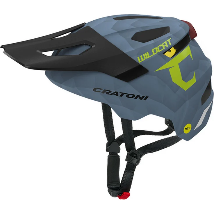 Cratoni WildCat MIPS, Kinder-/Jugendhelm mit 12 Ventilationsöffnungen, abnehmbarem Visier und aufladbarem Rücklicht, blau – Bild 1