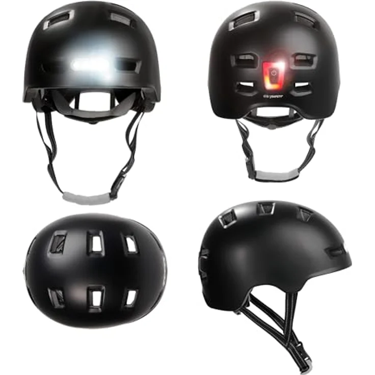 Crazy Safety Black Urban, Velohelm für Jugendliche und Erwachsene, (57 - 61 cm) mit integrierten Lichtern – Bild 5