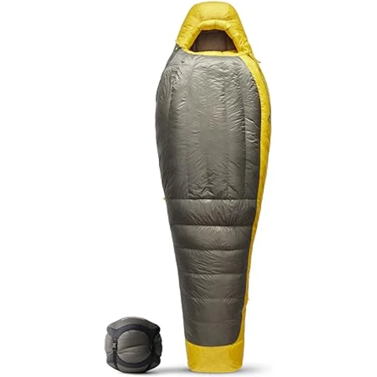 Sea to Summit Spark Ultralight Daunenschlafsack Long (-18°C), Mumienschlafsack mit 850+ Loft Ultra-Dry Down, ideal für kaltes Klima, Grey & Yellow, 1204g – Bild 1