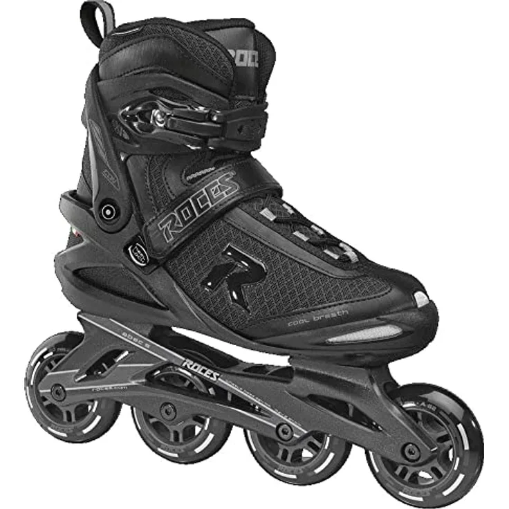 Roces Herren ICON Inline-Skates, Black-Dark-Charcoal, 80mm Rollen mit ABEC 5 Kugellager und schnellem Schnürsystem
