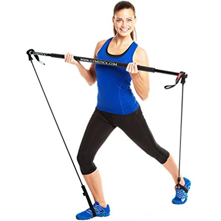 Gymstick Gymstick Original Langhanteltrainer, extra stark, Silber, inkl. Widerstandstubings und Workout-Poster – Bild 4
