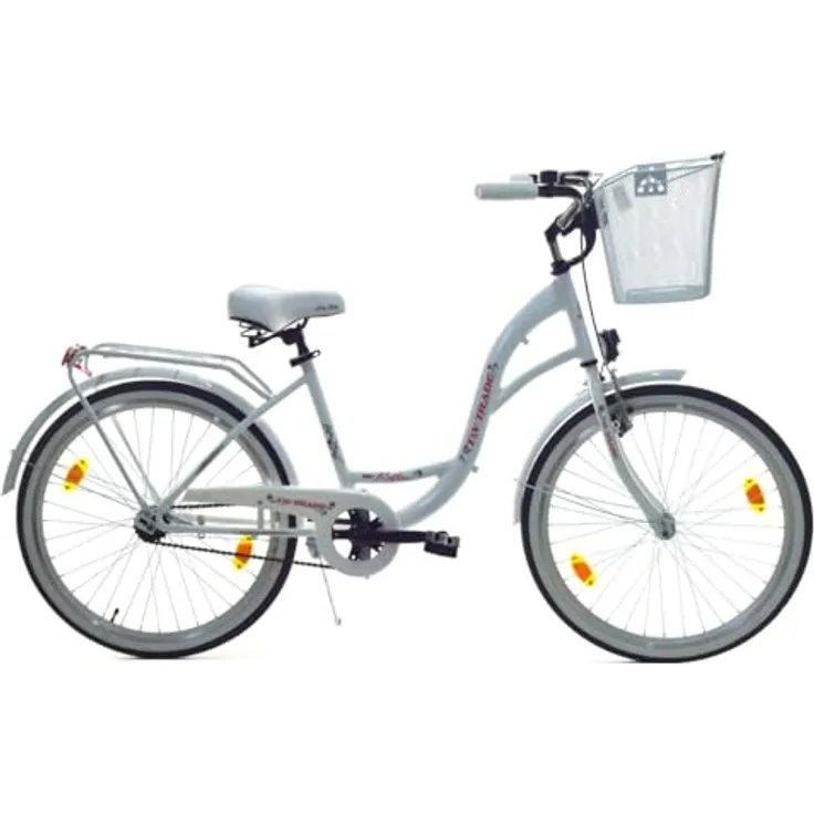 T&Y Trade 24 Zoll Kinder Mädchen City Fahrrad Mädchenfahrrad Bike Rad STVO Beleuchtung Reflex Weiß Weiss 1 Gang Rücktritt, Stabiler Stahlrahmen, V-Brake Felgenbremse, Aluminium-Profilräder, Weiß
