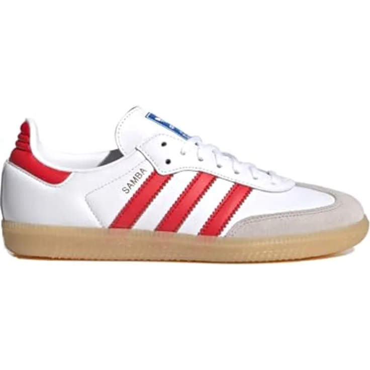 Adidas Samba OG Sneakers Kinder, Glattleder und Veloursleder, herausnehmbare Sohle, seitliche Streifendetails, Label-Print auf der Zunge
