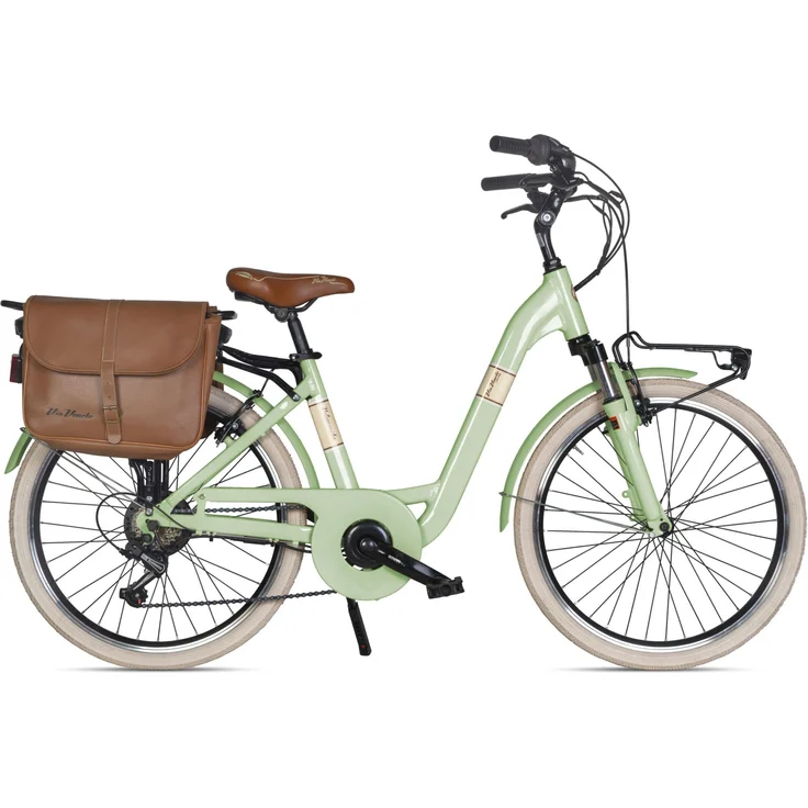 VENICE Elektro-Citybike MONOTUBO Classic Lady 24 Zoll, VERDE GIULIETTA mit leistungsstarkem Bafang Hinterradnabenmotor