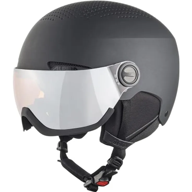 ALPINA SPORTS Arber Visor, Skihelm (58 - 61 cm, L) mit Hartschalenkonstruktion, verspiegeltem Visier und aktivem Ventilationssystem