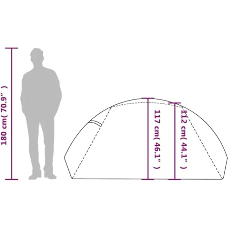 vidaXL Kuppelzelt für 2 Personen, Wasserdichtes Campingzelt mit Abnehmbarem Überzelt und Verdunkelungsstoff, Weiß Dunkel – Bild 4