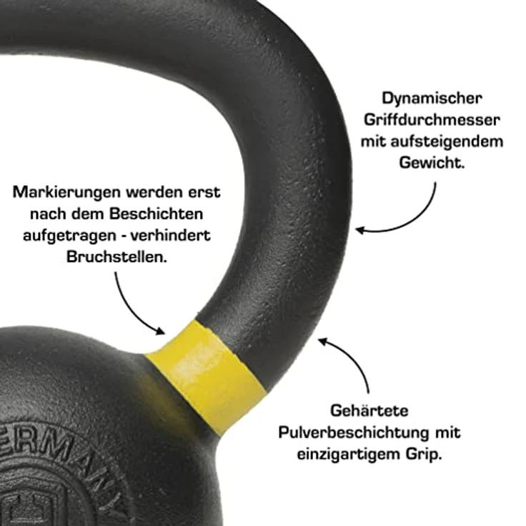 HQ Germany® Powdercoat Kettlebell | Vollguss | 4-32kg | Starter-Sets | ±2,0% Gewichtstoleranz, Gewicht:04KG – Bild 4