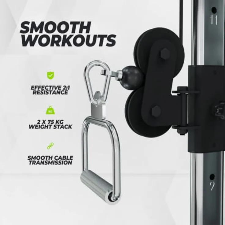 VirtuFit CC100 Kabelzug-Crossover, Funktionstrainer mit 2 x 75 kg Gewichtsstapeln und 11 verstellbaren Höhen, robuste Stahlkonstruktion – Bild 5