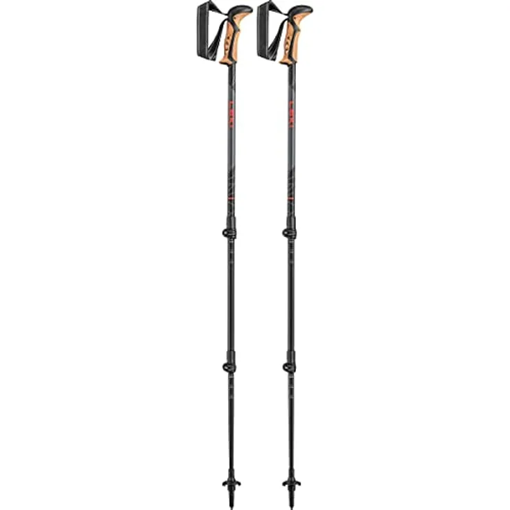 LEKI Khumbu Stöcke, Aluminium, 3-teilig verstellbar, Dark Anthracite-White-red, 110-145cm