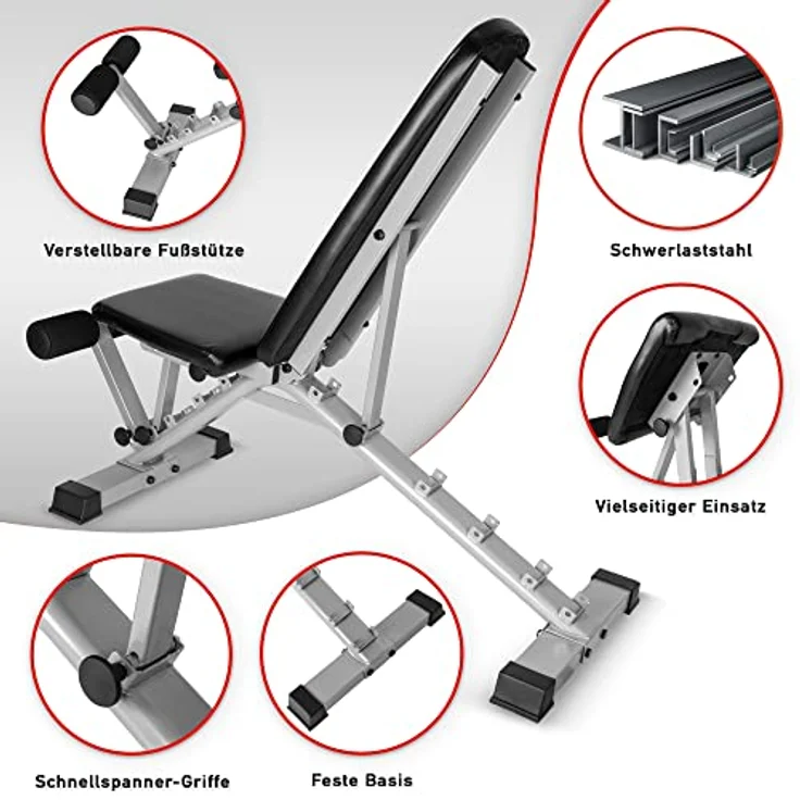 Profihantel Transformer 3in1 Hantelbank – Intelligentes Umbausystem, vollwertiges Curpult für Bizepstraining und Rückentrainer für Hyperextensions, Beinhalterung für Bauchtraining, inkl. Trainingsposter, Trainingsplan und Ratgeber – Bild 5
