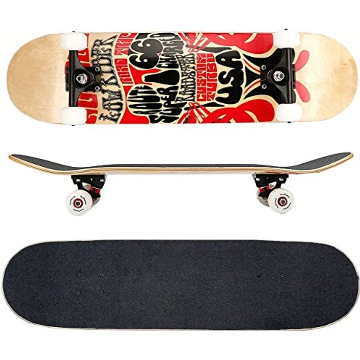 FunTomia Skateboard, 7-lagiges kanadisches Ahornholz mit ABEC-9 Kugellagern und 100A Rollenhärte, Kicktail, 78,5 cm, leicht und stabil, bis 130 kg belastbar – Bild 1