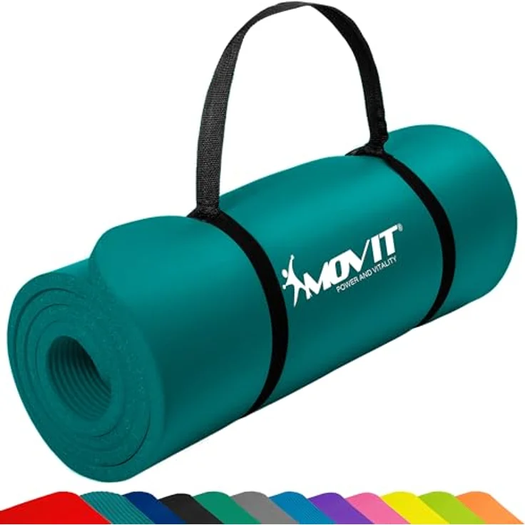 MOVIT Gymnastikmatte, hautfreundlich und phthalatfrei, 183cm x 60cm x 1,0cm in blau petrol – Bild 1