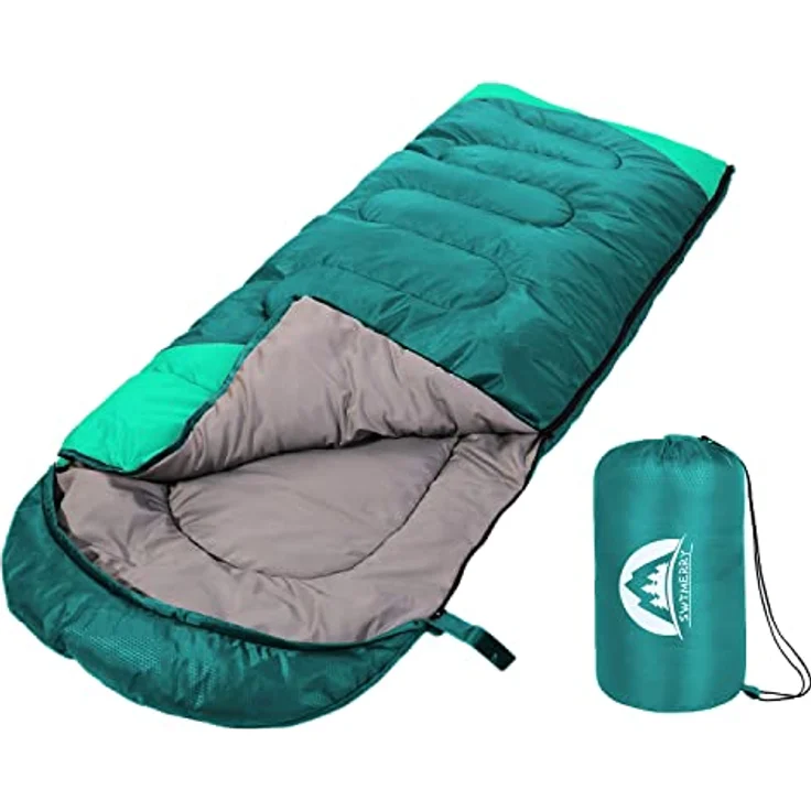 SWTMERRY Schlafsack für 3-4 Jahreszeiten, wasserdicht, leicht, für Jugendliche und Erwachsene, ideal für Wandern und Campen, Komfort-Temperatur 10-20 °C – Bild 1