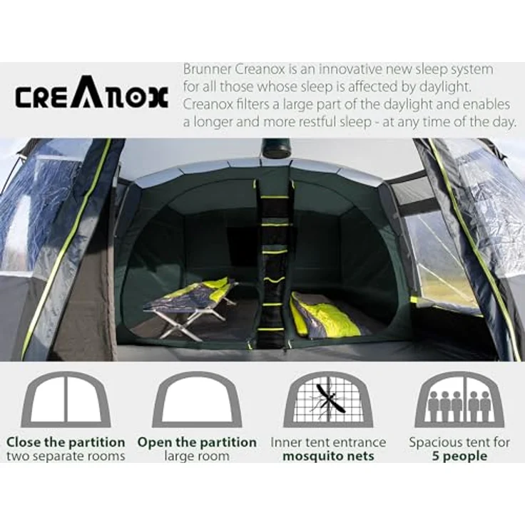 Brunner Tunnelzelt, 5-Personen Familienzelt mit 18 kg Gewicht und eingenähter Bodenwanne aus robustem PE-Material – Bild 7