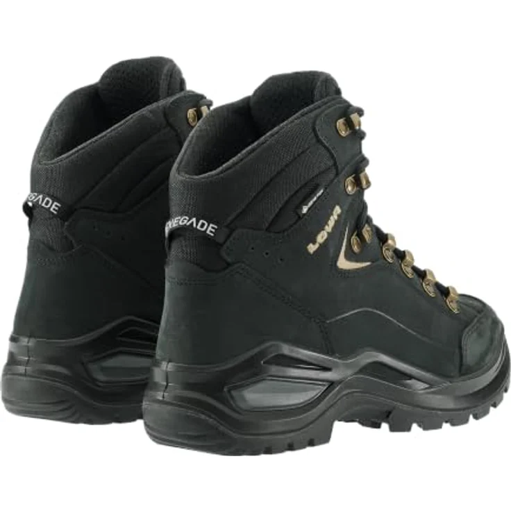 LOWA® RENEGADE EVO GTX MID Damen Wanderschuhe, wasserdichte Trekkingschuhe, schwarz/champagner, Größe 37, mit GORE-TEX® Membran und Vibram® Sohle – Bild 4