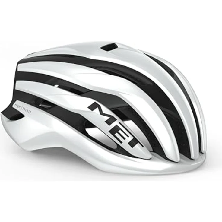 MET Trenta MIPS, Fahrradhelm für Rennradfahrer mit 7 % geringerem Luftwiderstand, White Black/Matt Glossy, Größe L (58-61 cm) – Bild 1