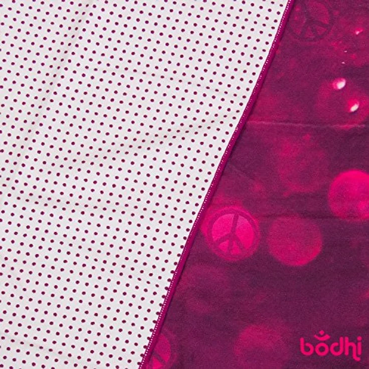 Bodhi Grip² Yoga Towel Art Collection Drops of Peace, rutschfest, lila/aubergine mit Noppen, Mikrofaser, 183 x 61 cm, ideal für Hot Yoga – Bild 5