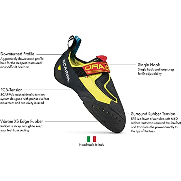 Scarpa Drago, Unisex Kletterschuhe mit abriebfester Gummisohle, Größe 42.5, Gelb – Bild 2