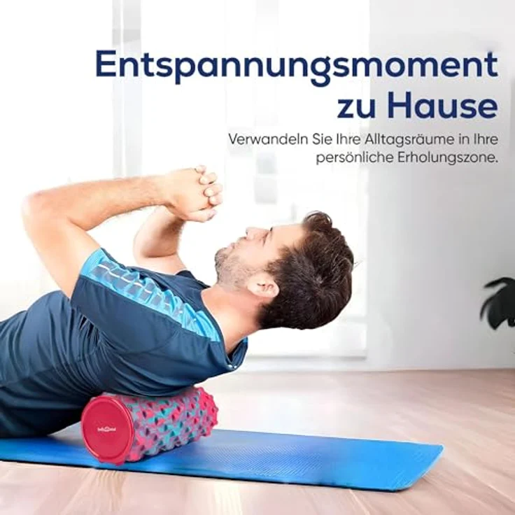 Body & Mind® Faszienrolle Massage-Rolle, 33 x 14,5 cm, 3D Noppenstruktur, pink-blau, für Oberkörper, Nacken, Rücken, Beine und Waden, perfekte Warming-Up-Lösung – Bild 5