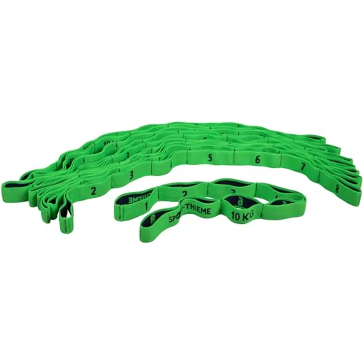 Sport-Thieme Elastisches Textilband Set, 10x Fitnessbänder mit Griffen, in 4 Zugstärken und Farben, L: 96 cm, aus Latex und Polyesterfäden – Bild 2