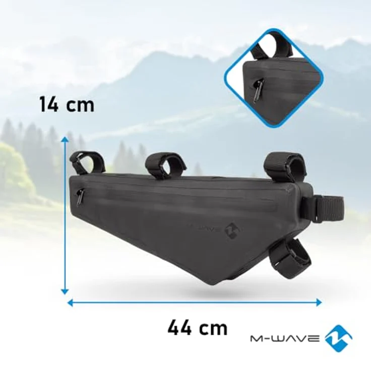 M-Wave Rough Ride II Triangle, 100% wasserdichte Rahmen-Dreieckstasche für Fahrräder, Schwarz – Bild 2