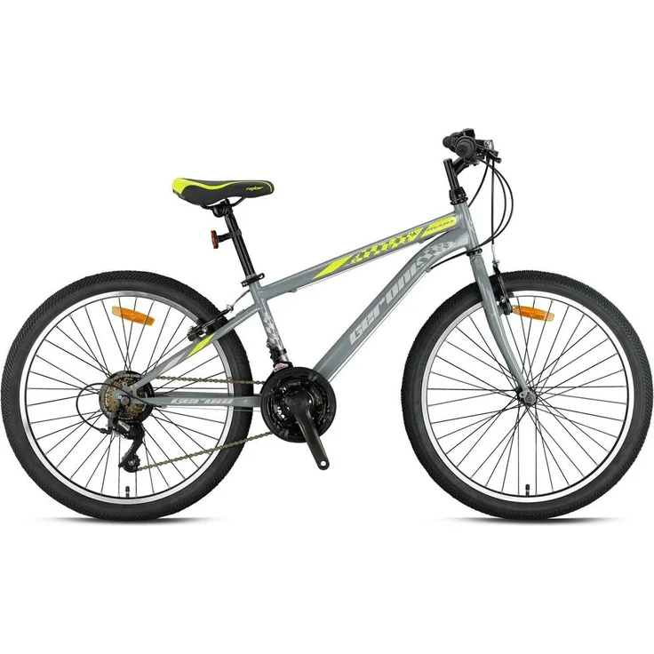 T&Y Trade Kinderfahrrad GRN26-031, 20 Zoll MTB mit 7-Gang Kettenschaltung, grau, höhenverstellbarer Sattel, Seitenständer