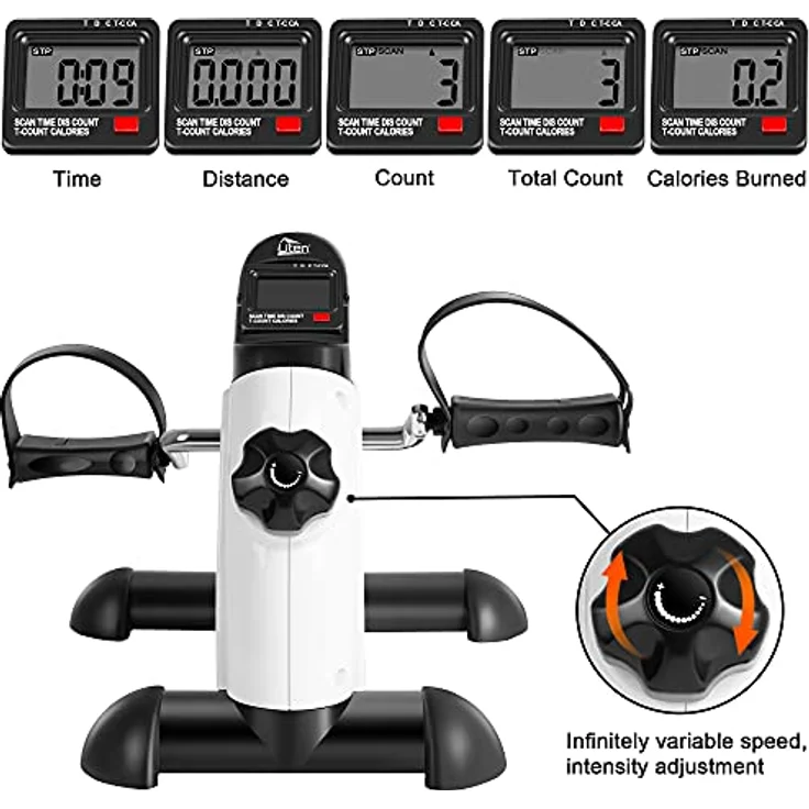 Mini Bike, Uten Arm- und Beintrainer Heimtrainer Zuhause, Pedaltrainer Bewegungstrainer für Senioren mit Display, Einstellbarer Widerstand Fitnessbike Weiss – Bild 4