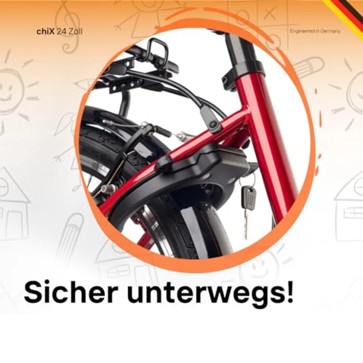 S’COOL Kinderfahrrad S'COOL chiX, 6 Gang Shimano Kettenschaltung, kompletter Straßenausstattung – Bild 5