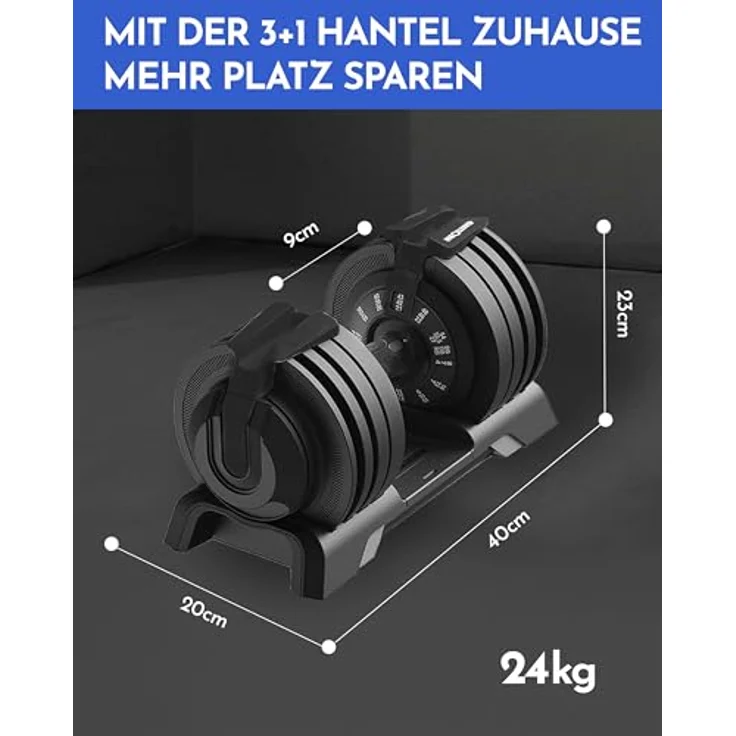 NEOLYMP 3 in 1 Hanteln Set 40kg, Verstellbare Kurzhanteln, Langhantel & Kettlebell, einstellbare Gewichte 2-40kg, platzsparend für Homegym – Bild 2