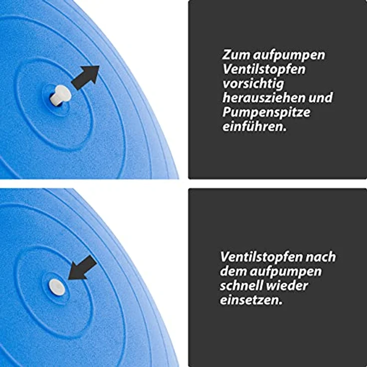 MAXXIVA® Gymnastikball 75 cm Anti-Burst mit Luftpumpe bis 250 kg hautfreundlicher Sitzball Reha Hometraining Balanceball Yoga Pilates Sport Fitnessball (75 cm, Blau) – Bild 3