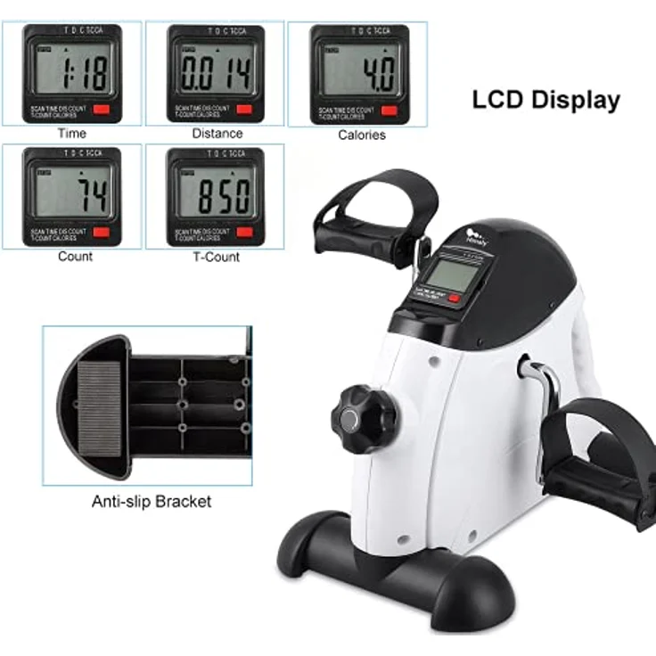 himaly Mini bike Heimtrainer, Pedaltrainer/Armtrainer und Beintrainer/Verstellbare Digitale Pedale Mit LCD-Display/Mini Fitnessbike(Weiß) – Bild 2